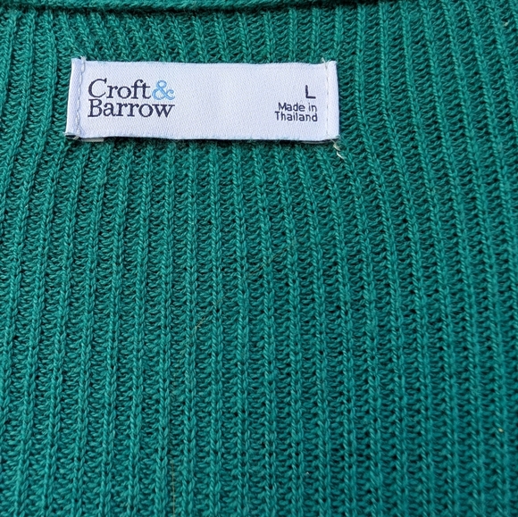 Croft & Barrow Classic Ribbed Open-Front CardiganColor: Peacock, Size: LARGE EUC - Picture 3 of 9